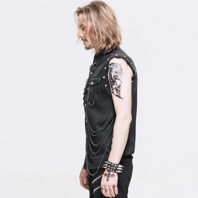 Ärmellose Punk-Weste für Herren im Used-Look