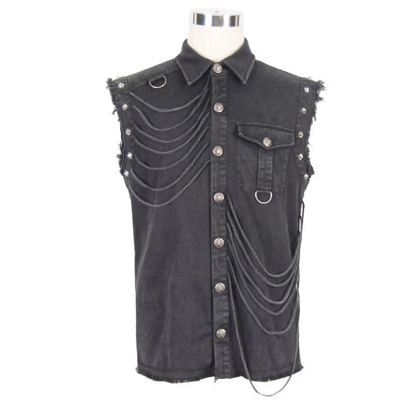 Ärmellose Punk-Weste für Herren im Used-Look