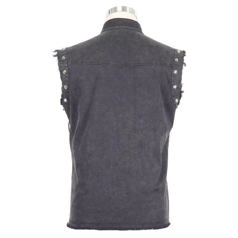 Ärmellose Punk-Weste für Herren im Used-Look