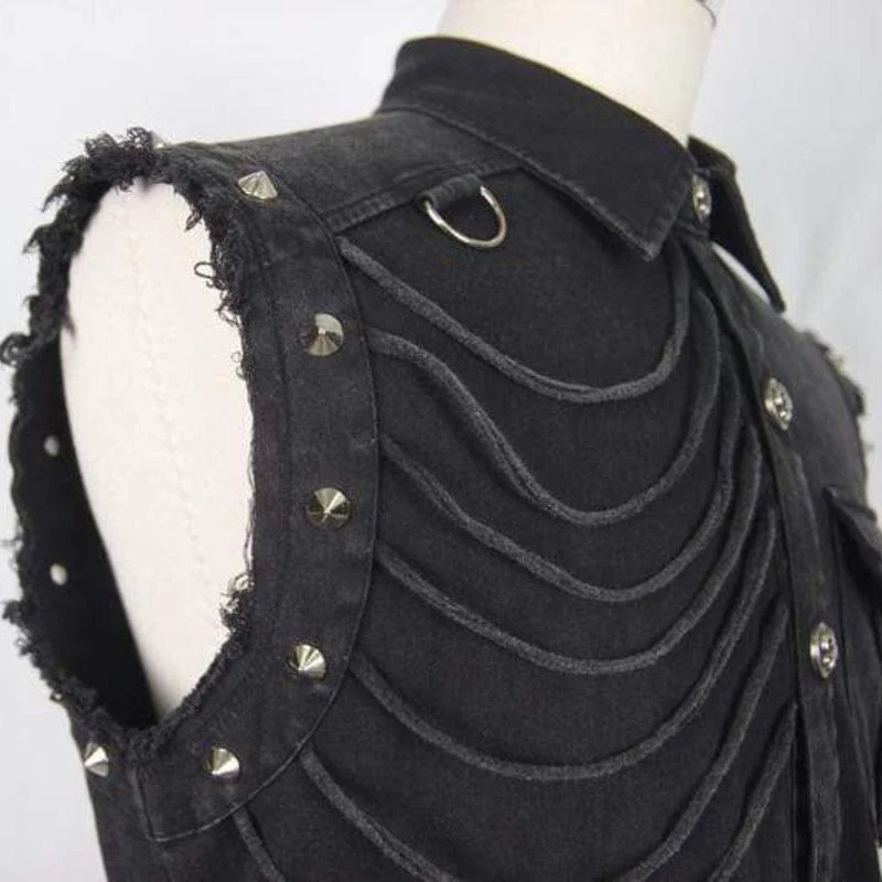Ärmellose Punk-Weste für Herren im Used-Look