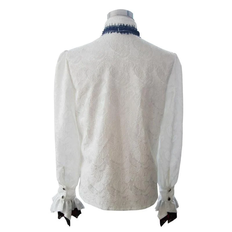 Herren Goth Style Self Design Shirt mit Jabot