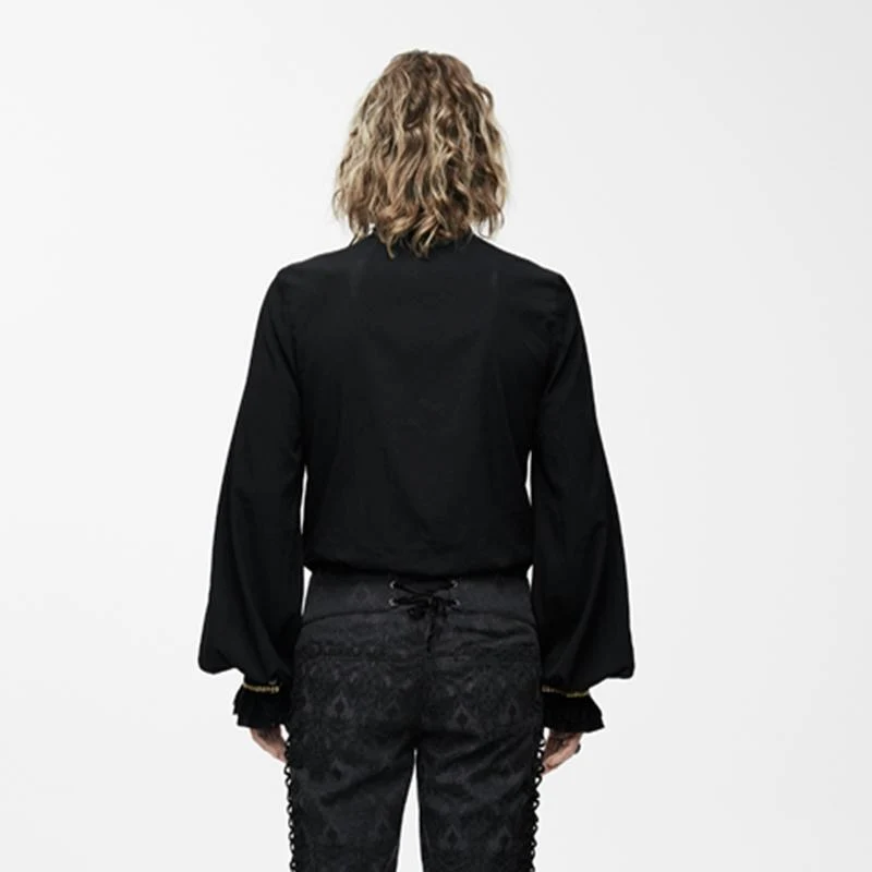 Herren Goth Dress Shirt mit Zier Jabot