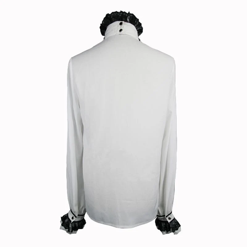 Herren Goth Dress Shirt mit Zier Jabot