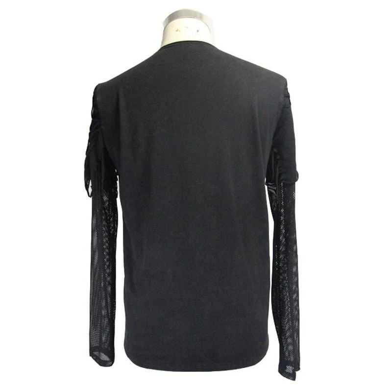 Herren Punk Mesh und Distressed Rip T Shirt