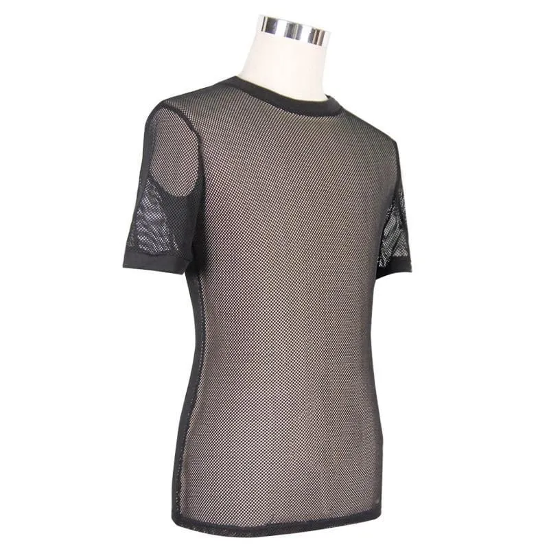 Herren All mesh Kurzarm Punk T-Shirt