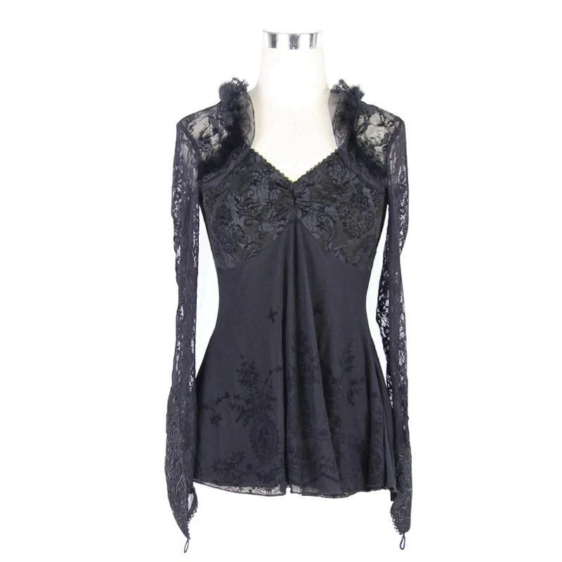 Empireline Lace Short Goth Top für Damen