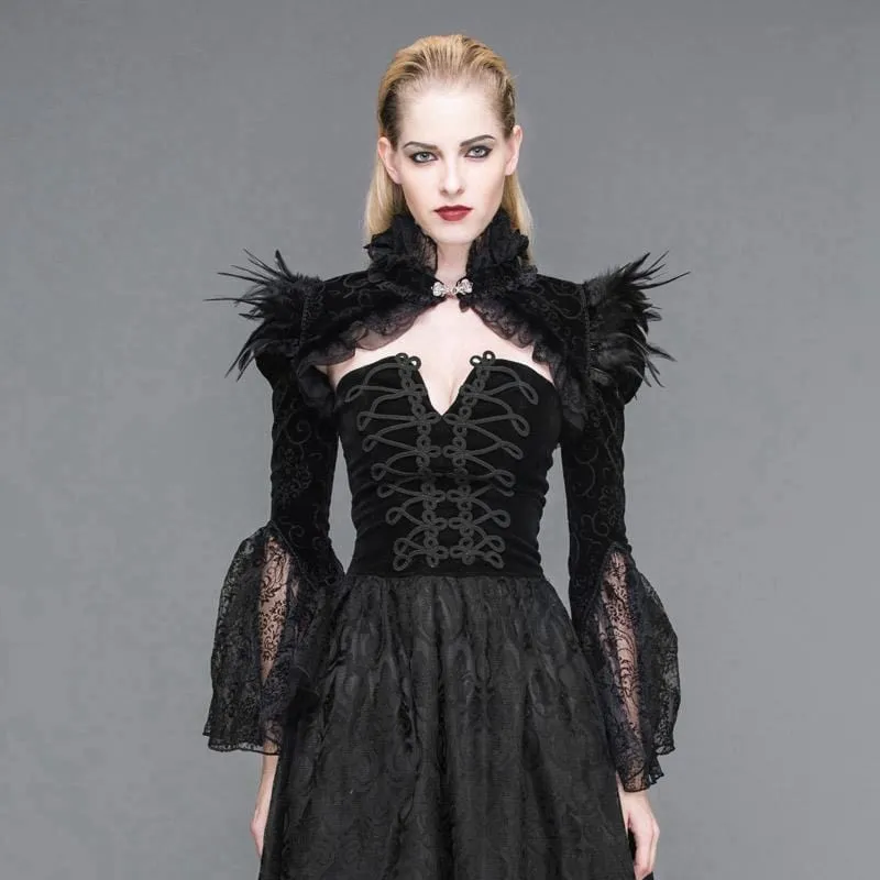 Damen Vintage Bolero Rüschenjacke