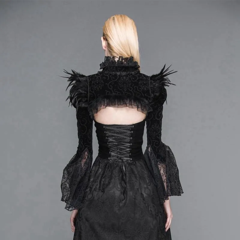 Damen Vintage Bolero Rüschenjacke