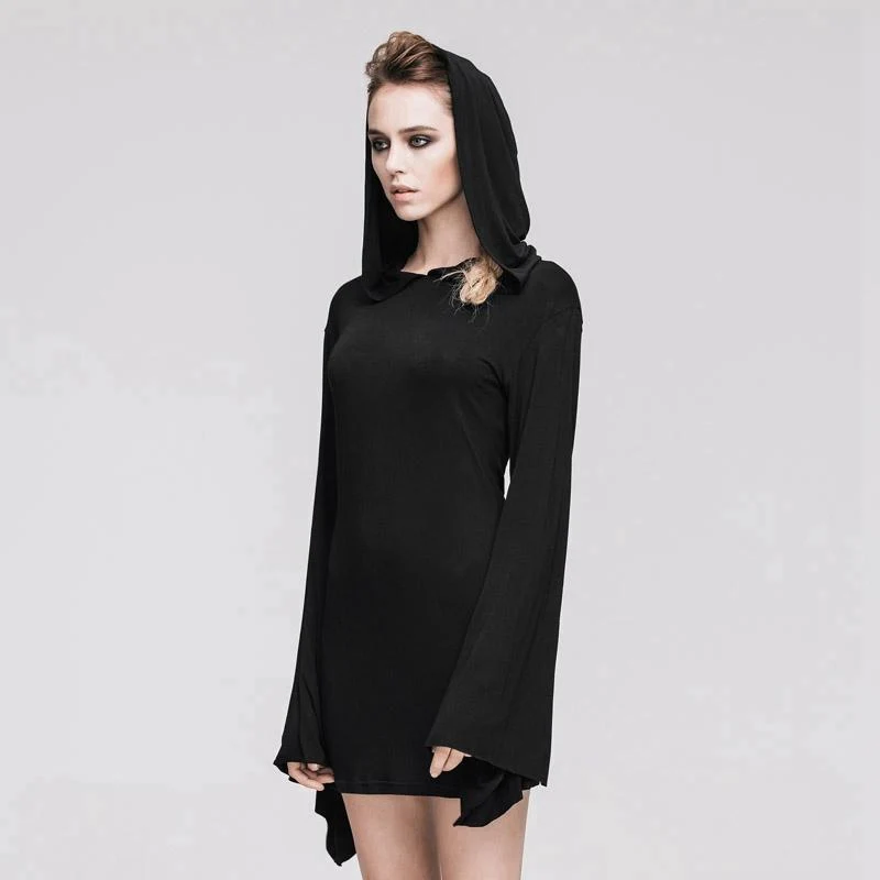 Damen Short Goth Kleid Mit Trompetenärmel
