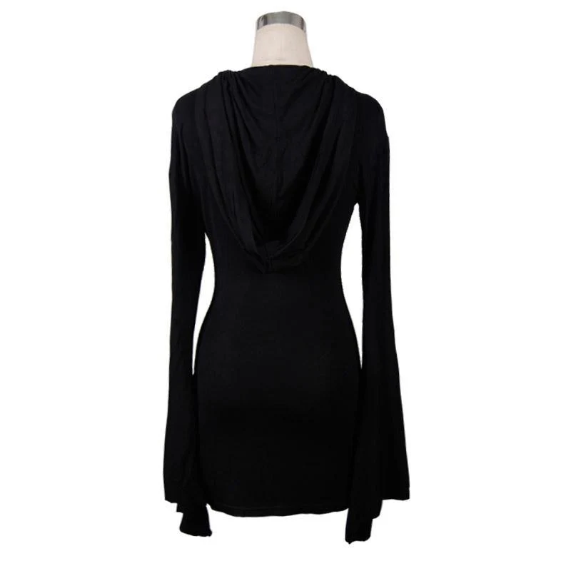 Damen Short Goth Kleid Mit Trompetenärmel