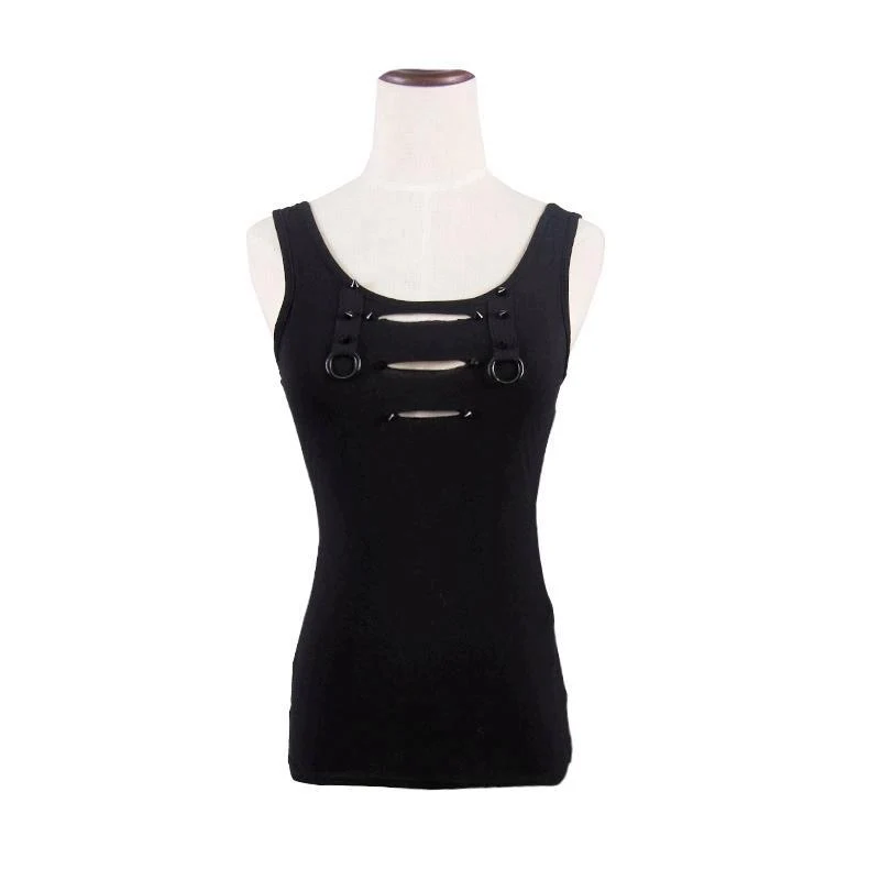 Frauen Ripped Detail Punk Weste