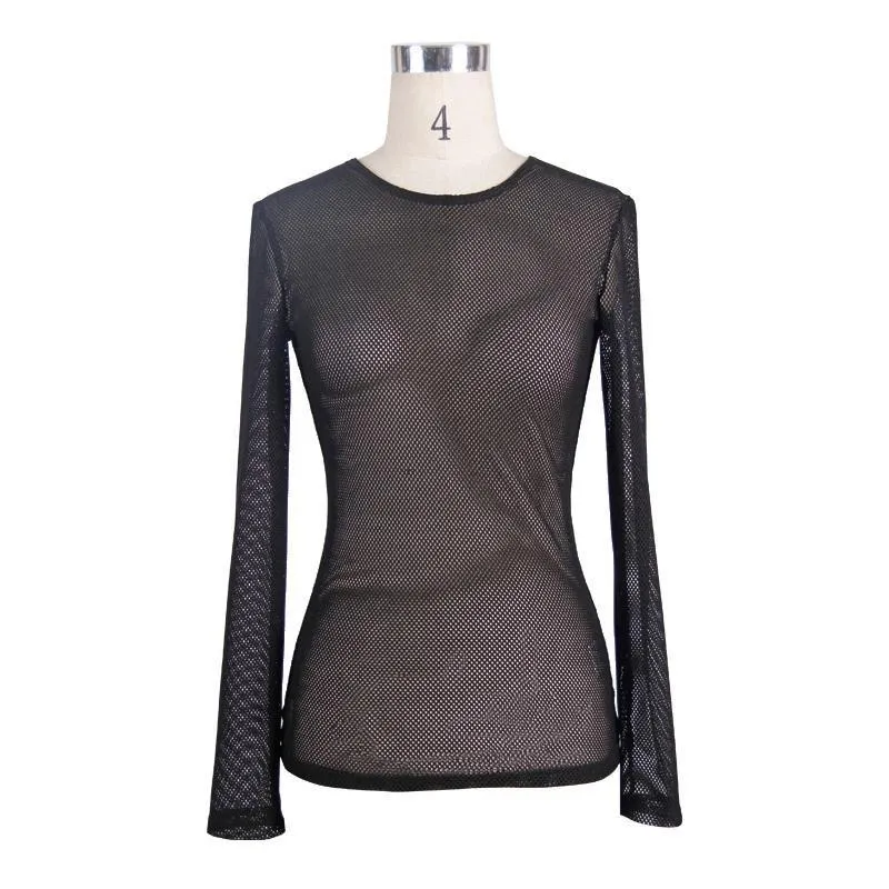 Frauen Full Mesh Punk T-Shirt