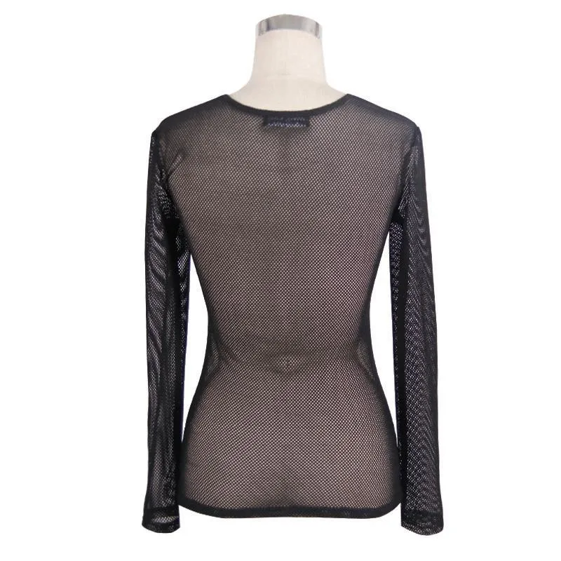 Frauen Full Mesh Punk T-Shirt