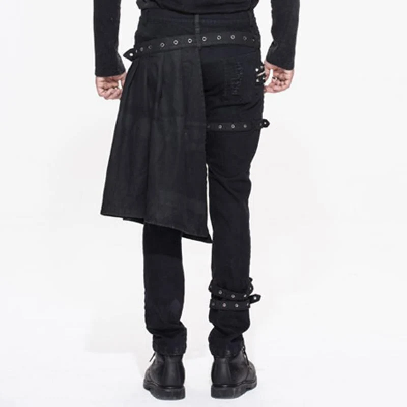 Herren Punk Distressed Jeans mit Schößchen