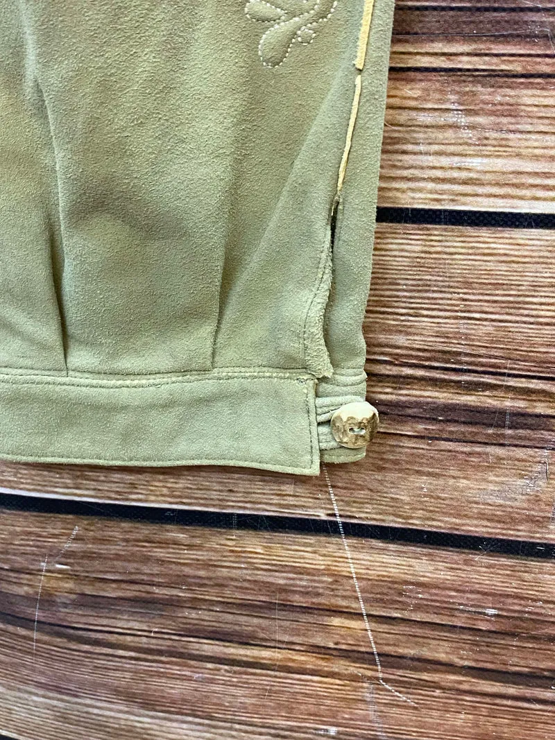 Vintage Trachten Lederhose Herren hellgrün Gr. 102 lange Lederhose Echtleder