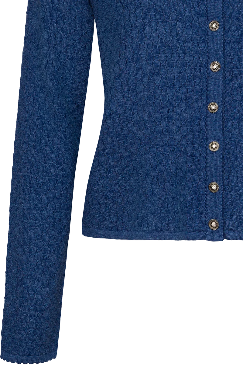Dirndljacke kurz mit Wabenmuster - mittelblau