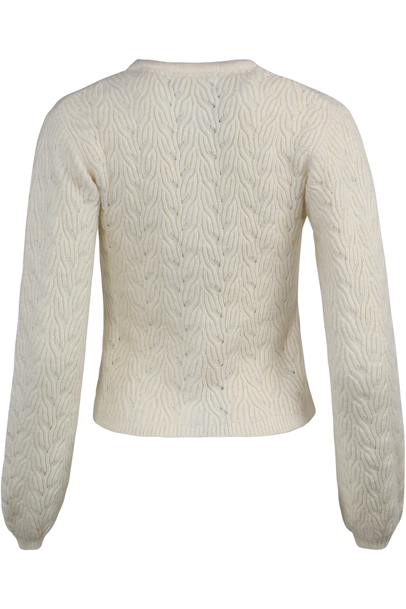 Damen Dirndljacke mit erhabenem Strickmuster - seidenweiß