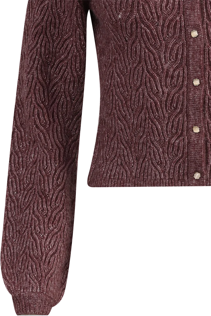 Damen Dirndljacke mit erhabenem Strickmuster - mahagoni melange