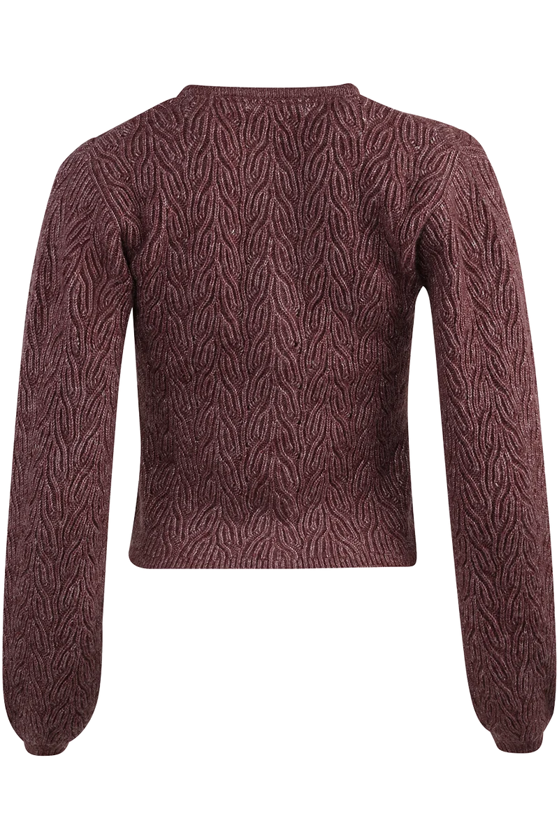 Damen Dirndljacke mit erhabenem Strickmuster - mahagoni melange