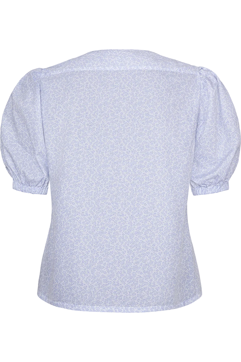 Damen Trachtenbluse mit Blumenmuster - blau