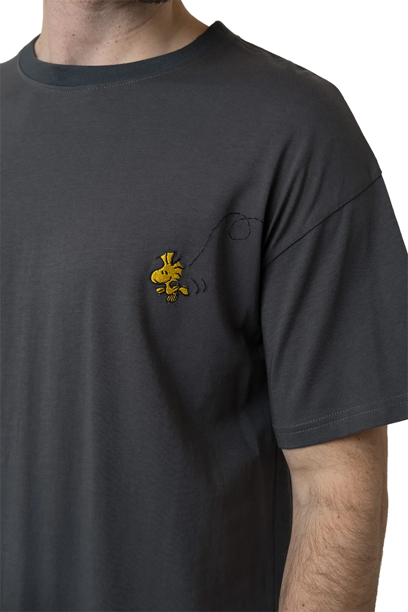 Herren T-Shirt Peanuts 'Ned mid mir' - dunkelgrau
