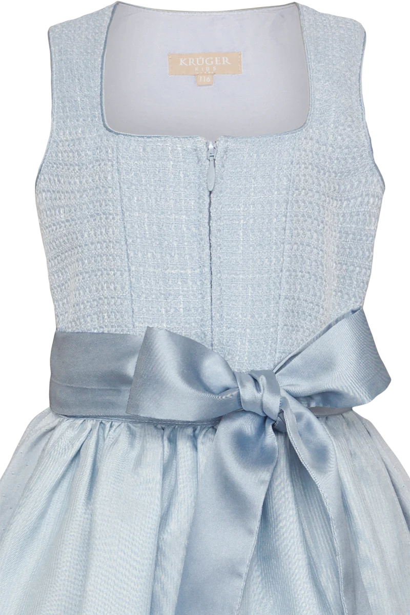 Kinderdirndl Ton-in-Ton mit Bouclé-Oberteil - hellblau
