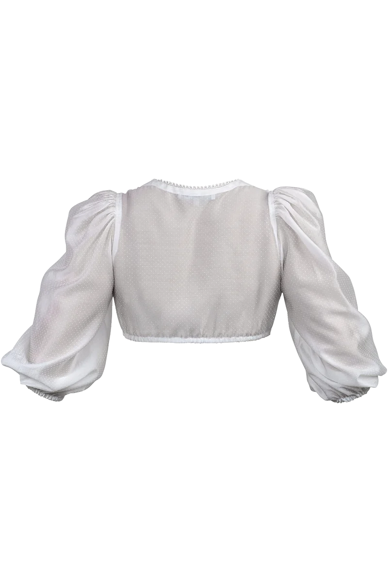 Dirndlbluse mit strukturiertem Punktedesign - offwhite
