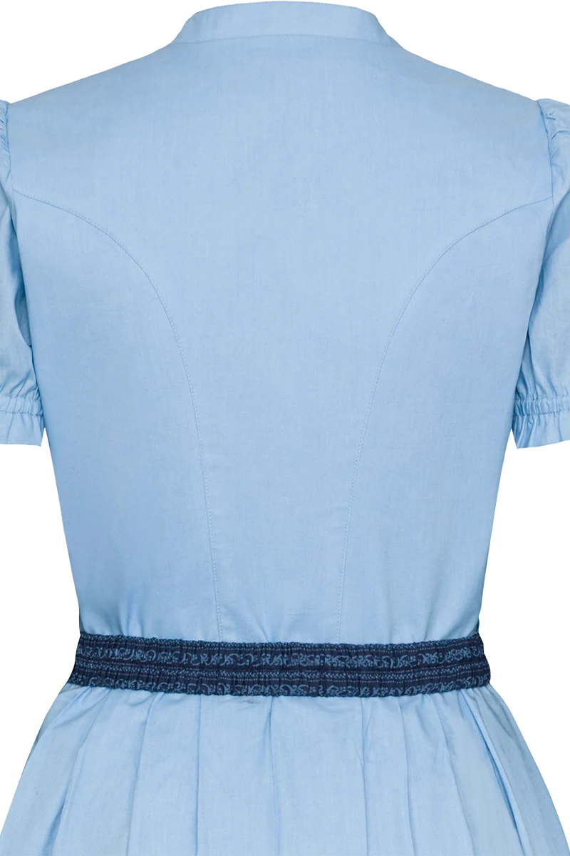 Midi-Baumwolldirndl mit Schürze und Gürtel - hellblau
