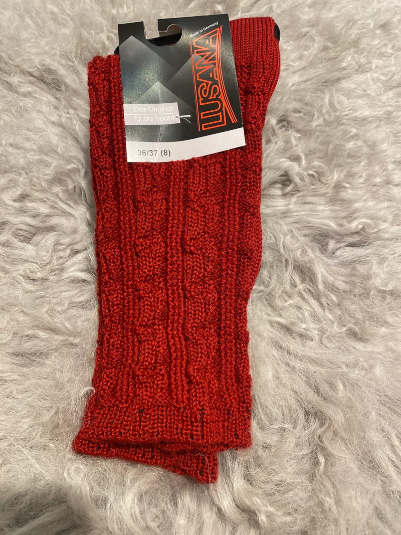 Lusana Trachtensocken Bordeaux