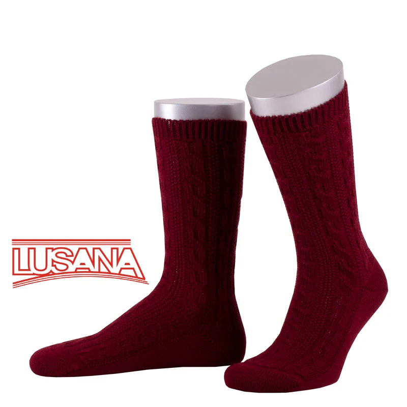 Lusana Trachten Schopper Socken burgund