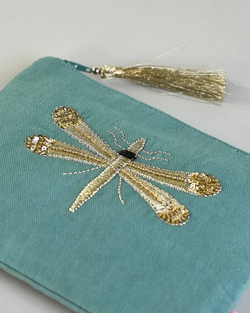 Kosmetiktasche Perlen - Libelle - Herzilein-Wien GmbH
