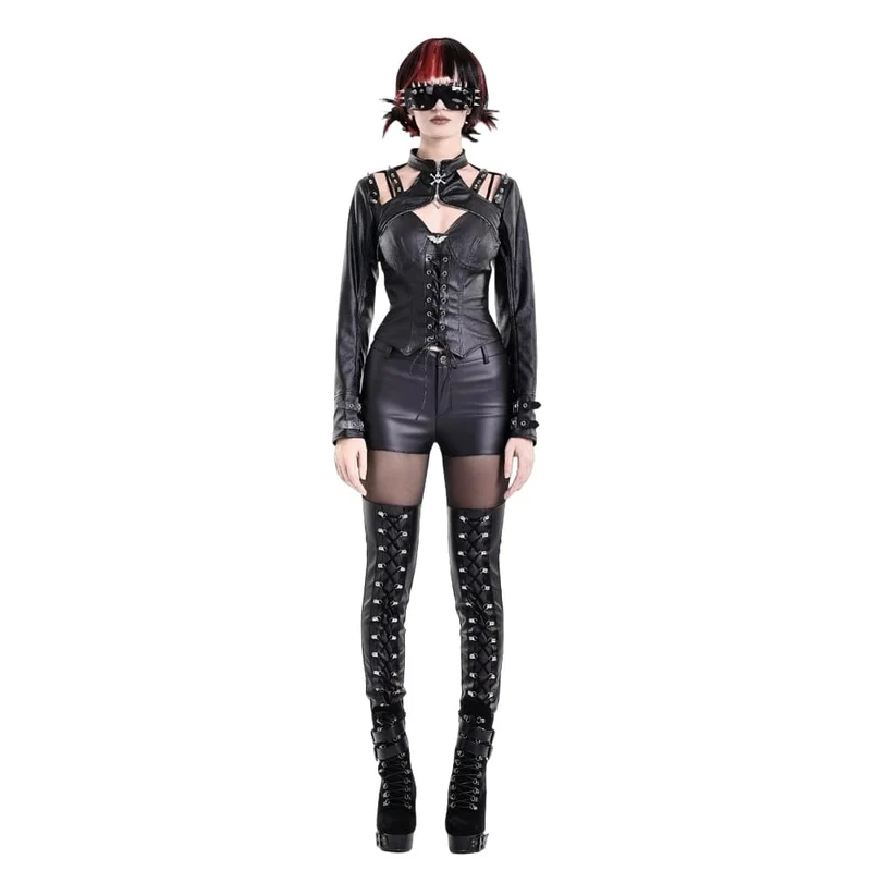 Cyberpunk-Cape für Damen mit Stacheln und Cut-outs, langärmelig