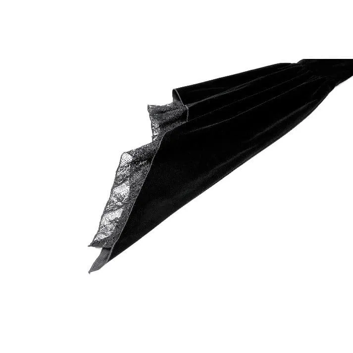 Gothic-Umhang aus Samt für Damen mit Spitzenapplikationen, ausgestellten Ärmeln.