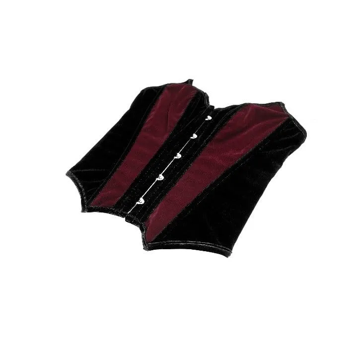 Gothic-Samtkorsett für Damen, farblich abgesetzt, Fledermausflügel-Design, Überbrustkorsett