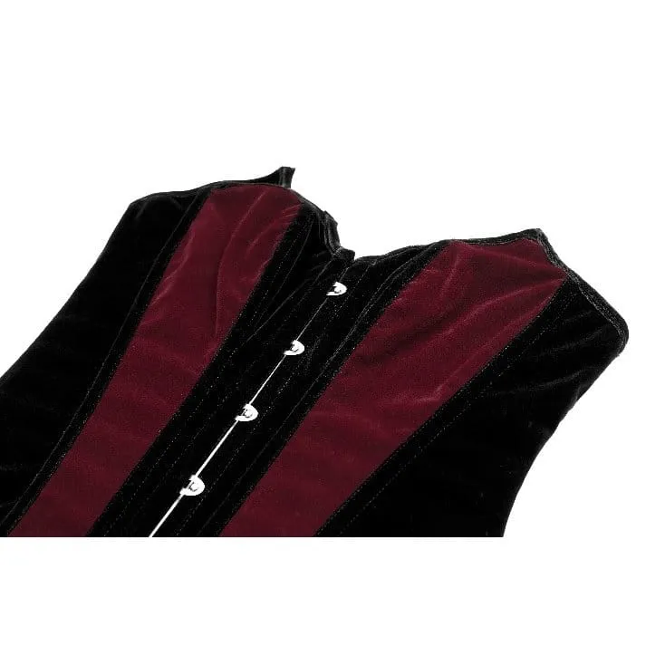 Gothic-Samtkorsett für Damen, farblich abgesetzt, Fledermausflügel-Design, Überbrustkorsett