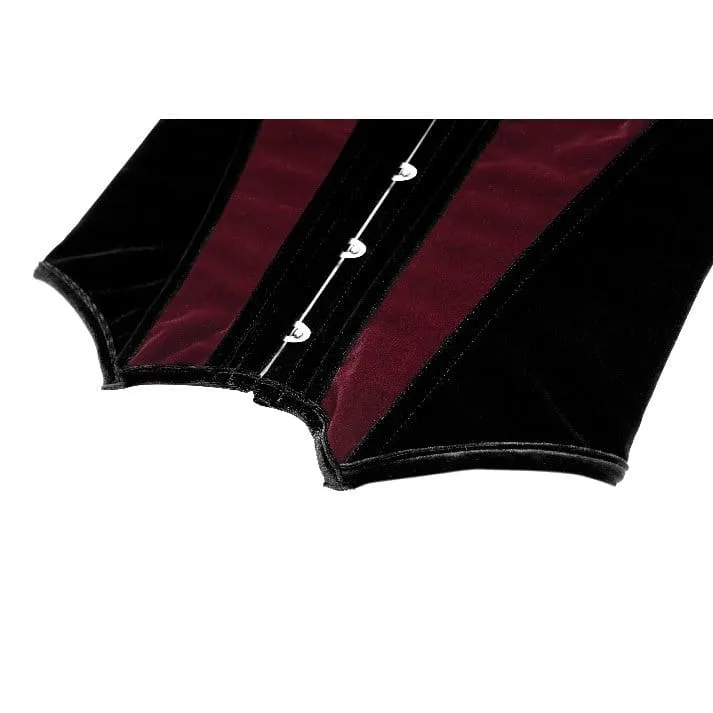 Gothic-Samtkorsett für Damen, farblich abgesetzt, Fledermausflügel-Design, Überbrustkorsett