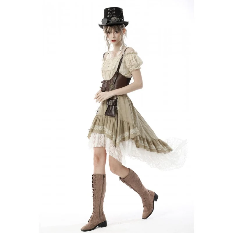 Steampunk Gothic Layered Schwalbenschwanzrock für Damen, viktorianischer Rüschen-Piratenrock