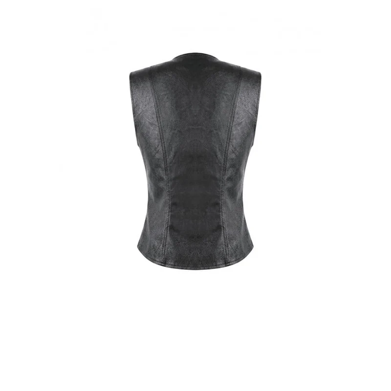 Gothic-Weste für Damen mit Nieten, Schnallen und Reißverschluss