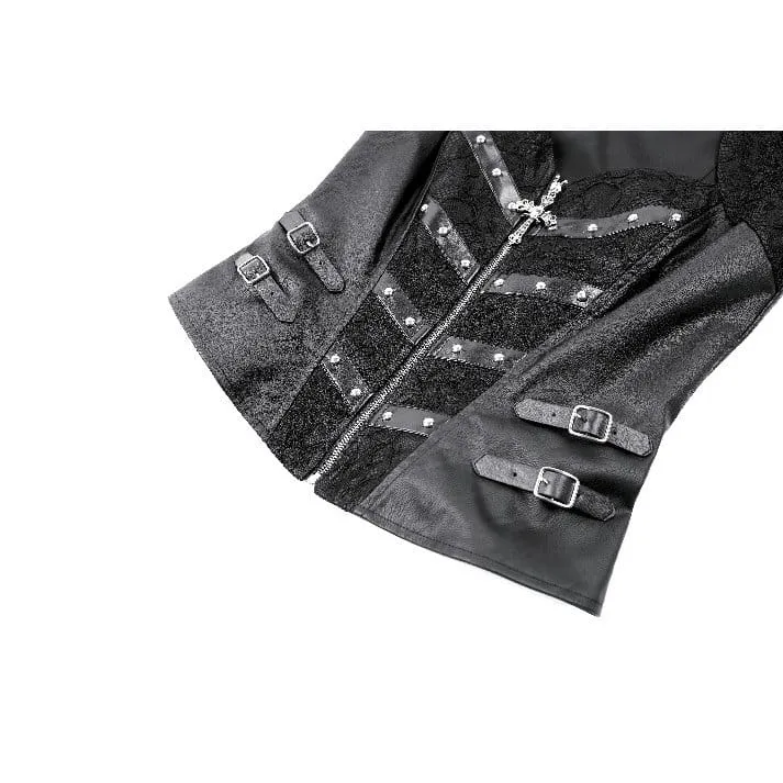 Gothic-Weste für Damen mit Nieten, Schnallen und Reißverschluss