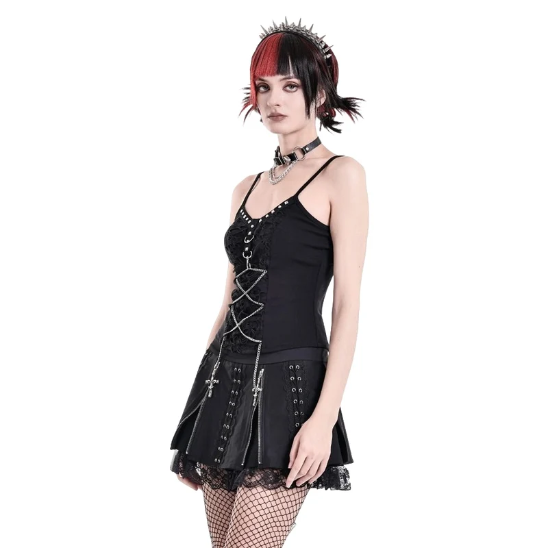 Punk-besetztes Camisole mit Nieten und Kette für Damen