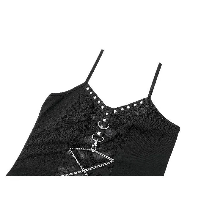 Punk-besetztes Camisole mit Nieten und Kette für Damen