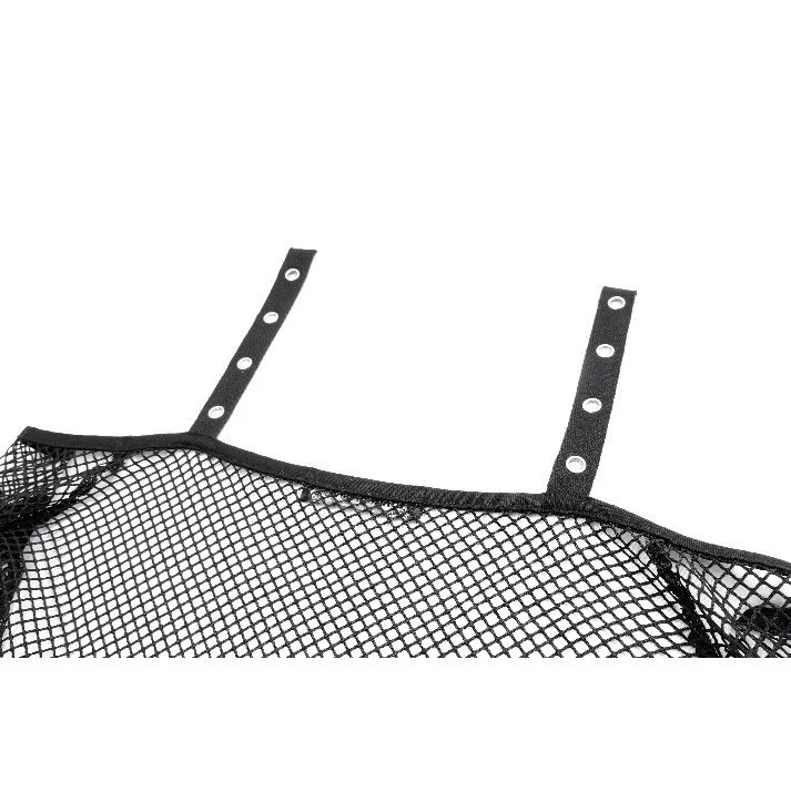 Punk-Langarmtop für Damen mit Ösenverschluss und Mesh-Einsätzen