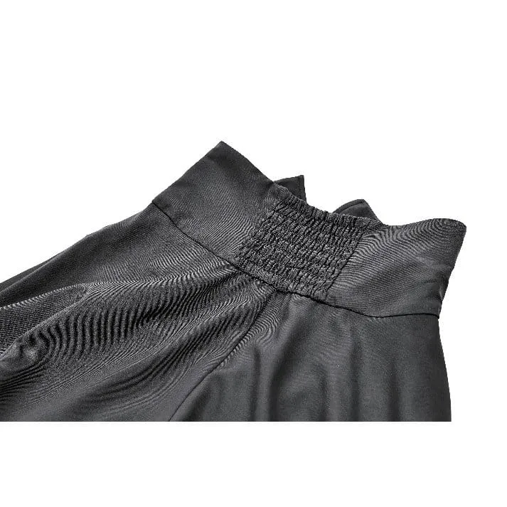 Gothic-Shorts für Damen mit hohem Bund, gekreuztem Reißverschluss, gravierten Knöpfen und Kürbisdekor