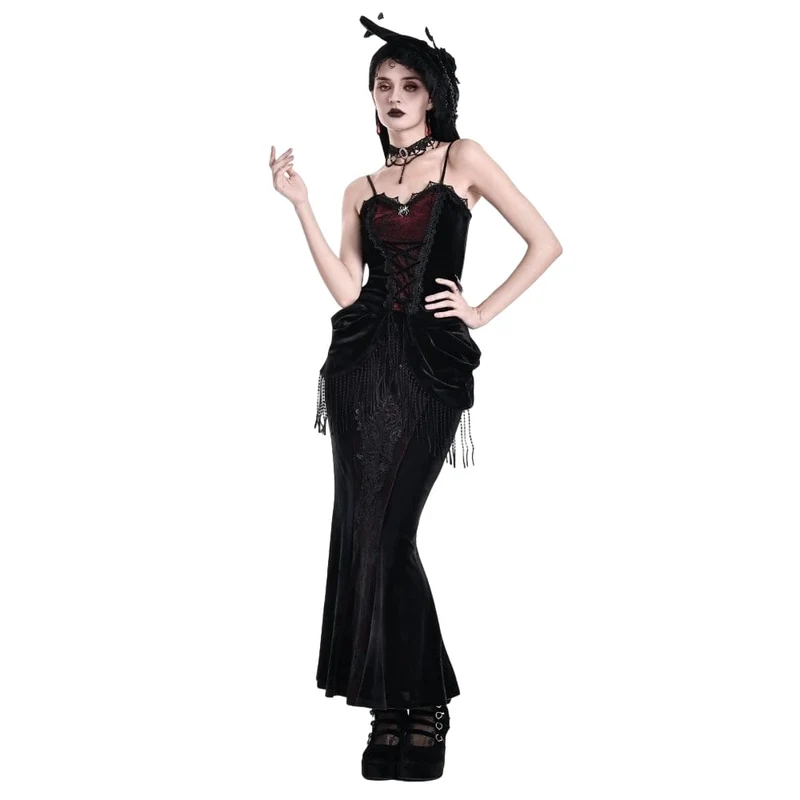 Gothic-Crop-Top für Damen mit Spinnenmuster, Schnürung und Kontrastfarben