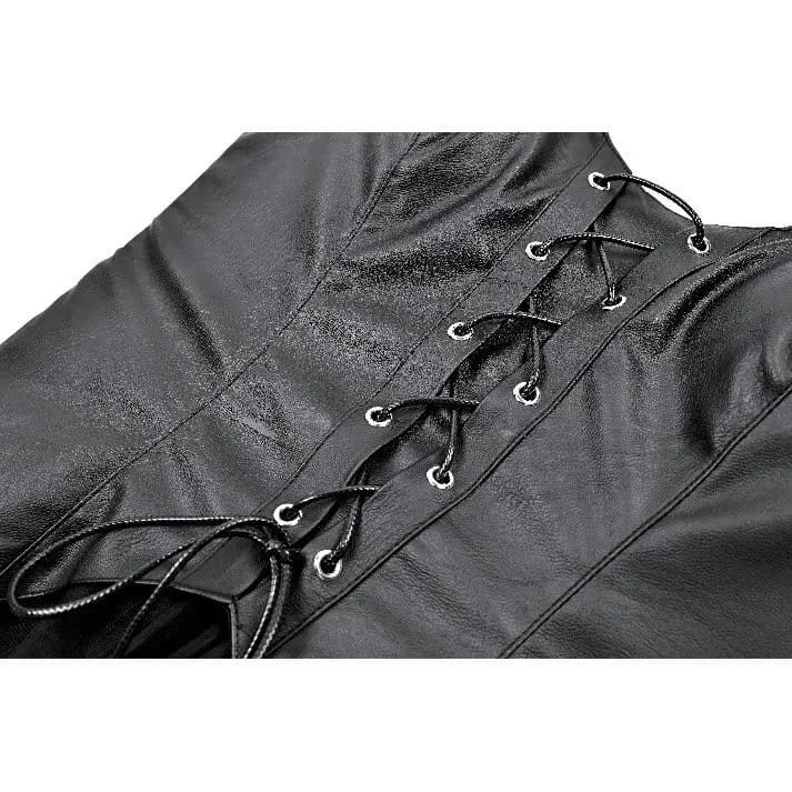 Gothic-Kleid für Damen mit Fledermausflügel-Schnitt, Schnürung und mehrlagigem Mesh-Saum, Abschlusskleid