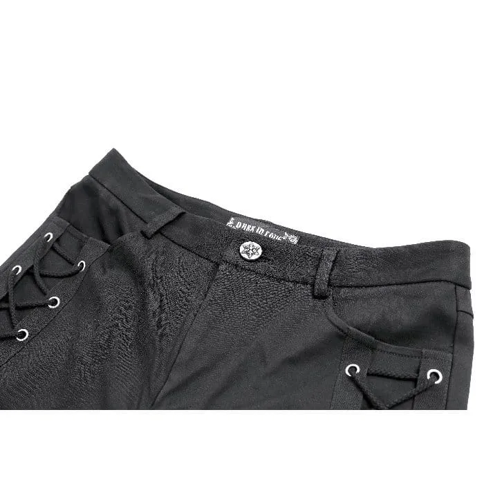 Punk-Shorts für Damen mit Ösen, Schnürung und Cut-outs