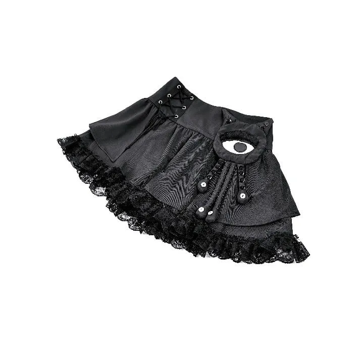 Punk-Minirock für Damen mit Schnürung, floralem Spitzen-Patchwork und Applikationen in Form eines bösen Blicks und Tentakeln