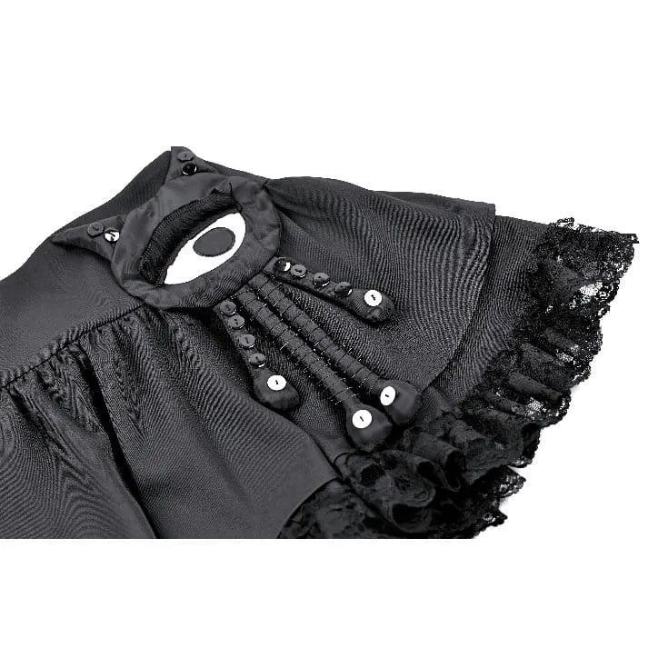 Punk-Minirock für Damen mit Schnürung, floralem Spitzen-Patchwork und Applikationen in Form eines bösen Blicks und Tentakeln