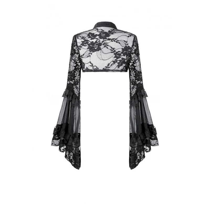 Gothic-Cape für Damen mit floralem Muster, ausgestellten Ärmeln und Mesh-Spitze