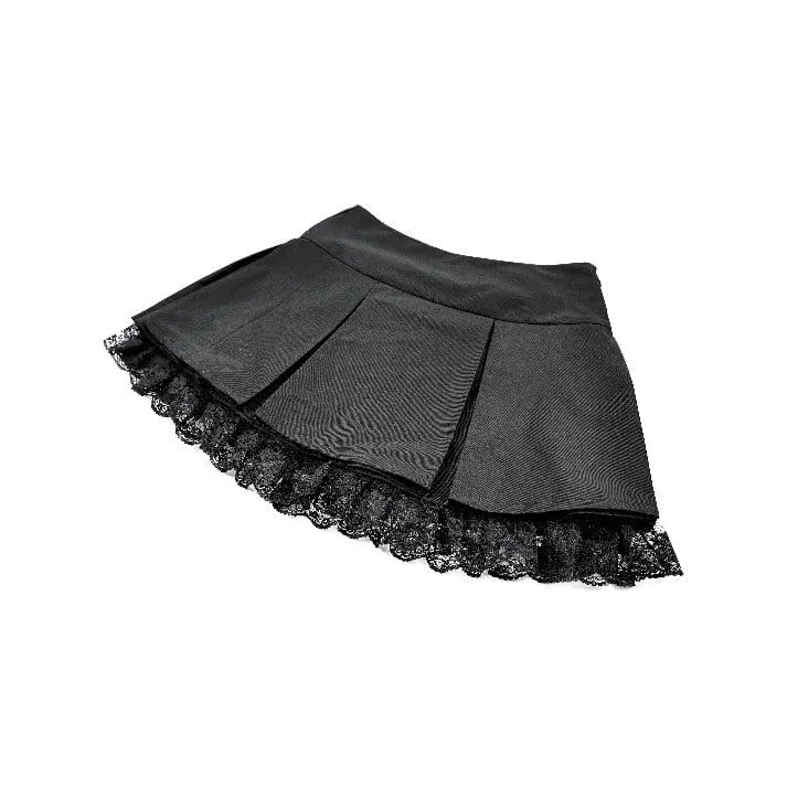 Punk Minirock für Damen mit floralem Spitzen-Patchwork und überkreuztem Reißverschluss